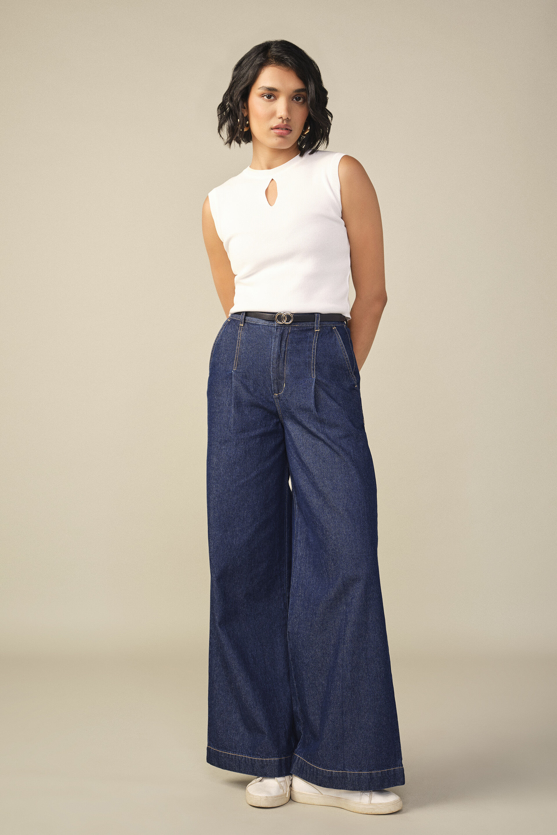 Straight Denim Trousers in Blue, Blue, image 2